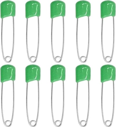 Fako Bijoux - 10 Veiligheidsspelden Met Beschermkap - Katoenen Luier Speld - Baby Veiligheidsspeld - Speld - Baby Safety Pins - 54mm - Groen - 10 Stuks