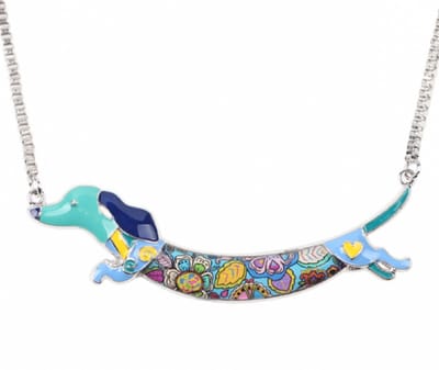 Ketting- Teckel- Metaal- Emaille - Charme Bijoux