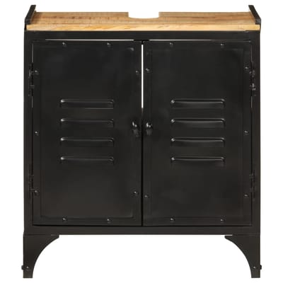 vidaXL - Wastafelkast - 55x35x60 - cm - ijzer - en - massief - mangohout