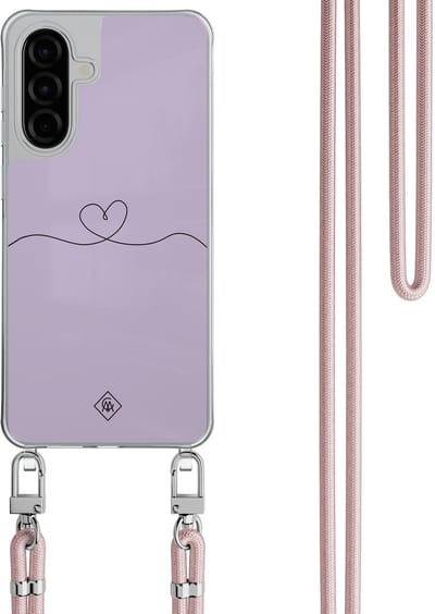 Casimoda® hoesje met rosegoud koord - Geschikt voor Samsung A56 - Hortensia - Afneembaar koord - TPU/polycarbonaat - Paars