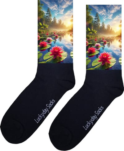 Waterlelie - Opkikker - Grappige sokken - Valentijn cadeau - Verjaardagscadeau - Vijver - Sint cadeau - Leuke sokken - Vrolijke sokken - Cadeautje - Grappig cadeau - Kerst Sokken - Vaderdag - Moederdag - Kerstcadeau - Socks maken Happy - 37-44