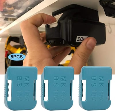 Batterij Opbergrek - Batterijhouder Plank - Accu's Organiseren - Zelfsluitende Clip - 9.5 x 7 x 2.5 cm - Blauw