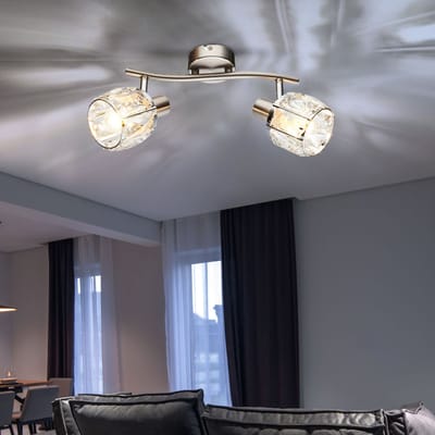 Plafondlamp glas kristal lamp spots verstelbaar woonkamer slaapkamer chroom spot