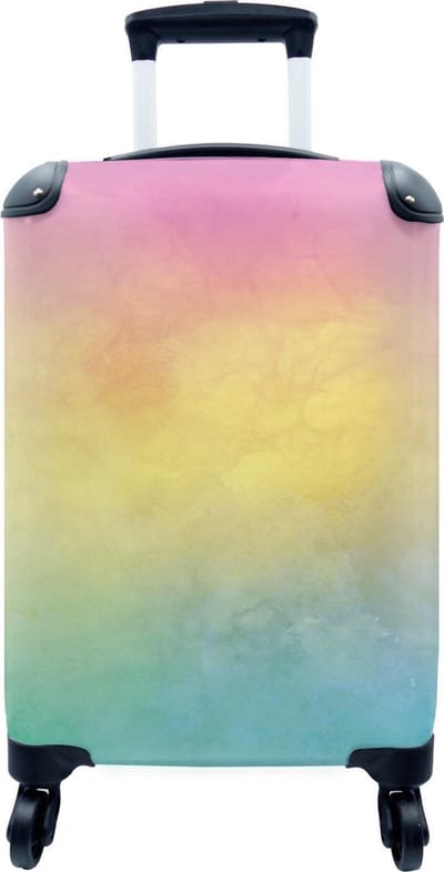 Koffer - Meisje - Regenboog - Trap - Wolken - Kinderen - Koffer meisje - 35x55x20 cm - Handbagage - Trolley - Reiskoffer