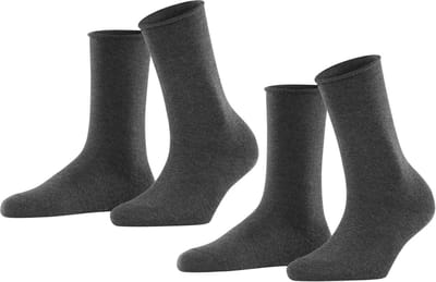Esprit Basic Pure 2-Pack eenkleurig katoen multipack sokken dames grijs - maat 39-42