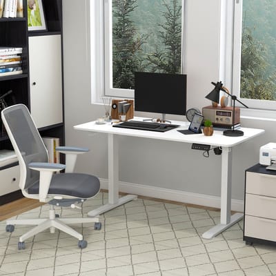 REDOM - Verstelbaar Bureau - Elektrisch - Met Geheugenfunctie En Botsbeveiliging - Modern - Wit - 140 x 70 cm