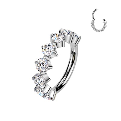Piercing titanium 8 steentjes buitenom 1.2x8 - zilver - LMPiercings