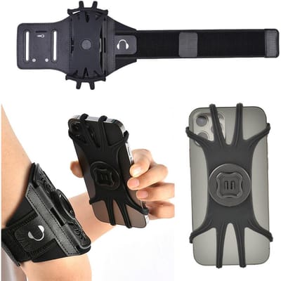 Sportarmband voor Hardlopen Verstelbare Telefoonhouder 360 Graden Draaibare Sportpolsband voor Sportschool Workout CHINA black