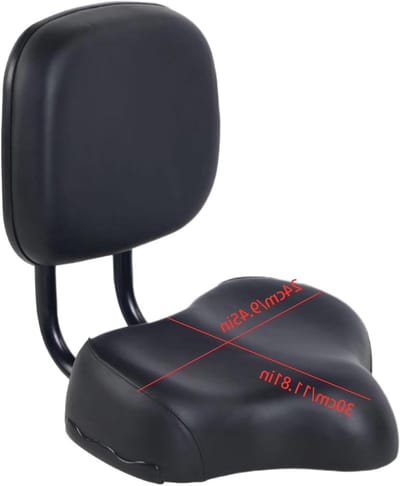 Fietszadel met rugleuning - Ergonomisch zadel - Comfortabel fietsen - Verstelbare lendensteun - 40 x 31 cm - Zwart