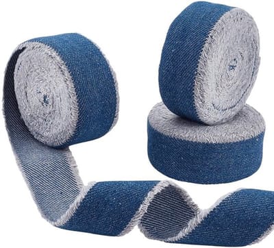 Denimlint 3 Rollen - Pruisisch Blauw - 25 mm Breed - 15 meter Totaal - Handgemaakt - Geschikt voor Ambachten - Lint