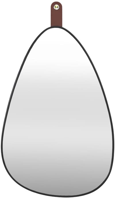 Home Deco Factory Spiegel - zwart - 60 x 40 cm - kunststof - ovaal vorm - met haakje