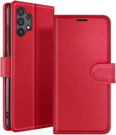 Zanae, Hoesje geschikt voor Galaxy A32 5G - Wallet Case & Magneetsluiting, Rood