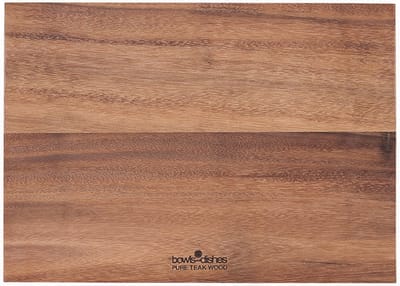Bowls and Dishes Pure Teak Wood Rechthoekige Borrelplank | Tapasplank | Borrelplank | Tapasplank | Serveerplank met handgrepen 35x25x3cm | BBQ cadeautip!