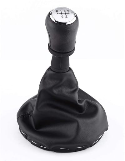 Dailygoods- Pookknop Vervanging - Versnellingspook Hoes - 5 Versnellingen - Kunststof/PU Leer - Eenvoudig te Installeren - Elegante Verchroomde Rand