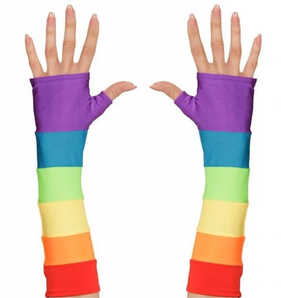 Gants Arc-en-ciel Satinés Colorés Longs 33 Cm