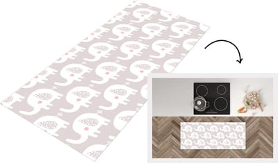 Keukenloper - Loper keuken - Olifant - Design - Stippen - 120x50 cm - Keukenloper vinyl
