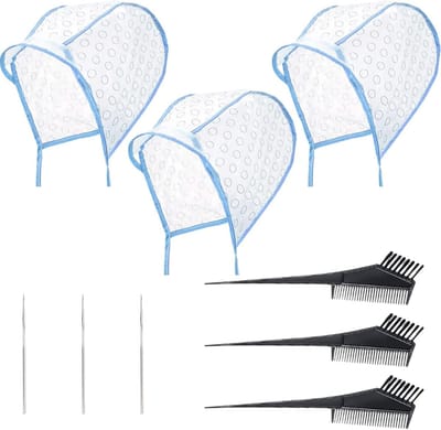 Famanu - Set van 3 professionele haarmarkeringssets met borstel, haaknaalden en verfdop, doe-het-zelf haarkleur- en stylingaccessoires – Zwart