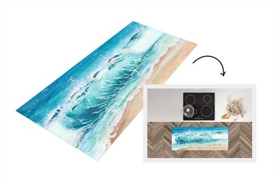 Keukenloper - Loper keuken - Strand - Golf - Zee - 120x50 cm - Keukenloper vinyl