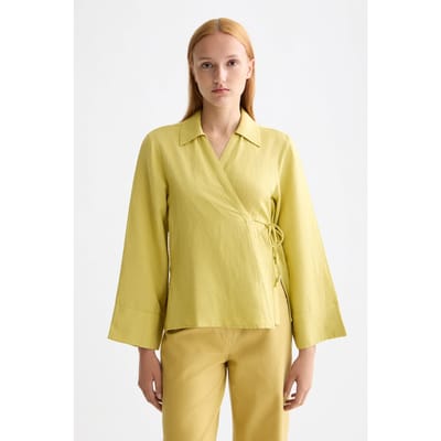 Scotch & Soda Wrap Shirt With Tie Closure Golden Green Taglia: 36 | Maglie a manica lunga Outlet | Donna | Verde