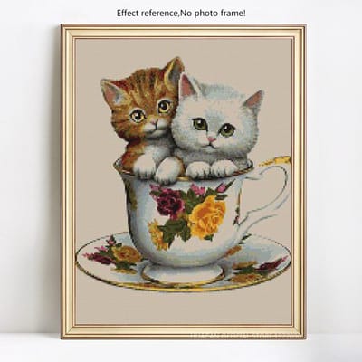 Diamant broderie Animal chat diamant peinture point de croix 5D bricolage complet rond mosaïque photo 20X30CM beige