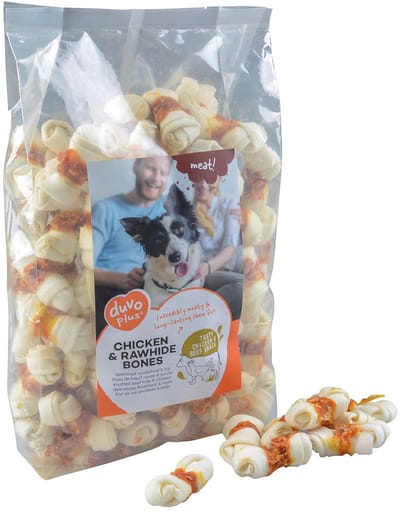 duvoplus meat! snack kip&runderhuid benen voor honden S-1kg