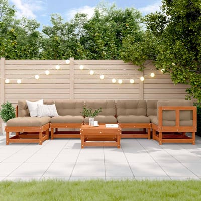 vidaXL - Tuin - loungeset - ARAKIL - 8 - st - Wasbruin - Massief - grenenhout