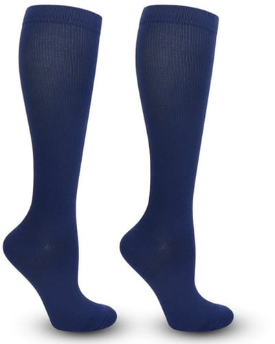 Compressiekousen - Steunkousen - Compressie sokken - Verbetert de bloedcirculatie - Vliegtuigsokken - Sportsokken - Ondersteunend - Donkerblauw - S/M - 1 Paar - Jonyx