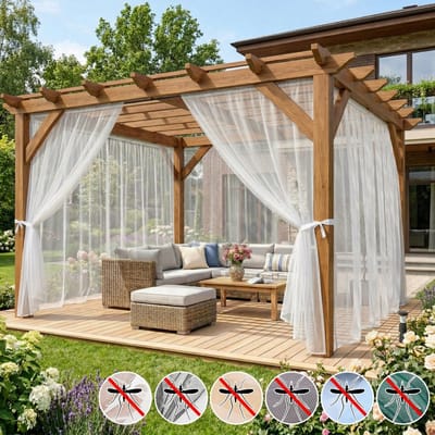 MUPOO DIY Vliegengordijn & Anti-Buite Muggengordijn kant en klaar-tegen Insecten-Op Maat te Knippen-Fijnmazig vitrages kant en klaar -Luchtig -Klamboe voor Terras, Balkon, Tuin - Wit - 160x305 cm-2 stucks