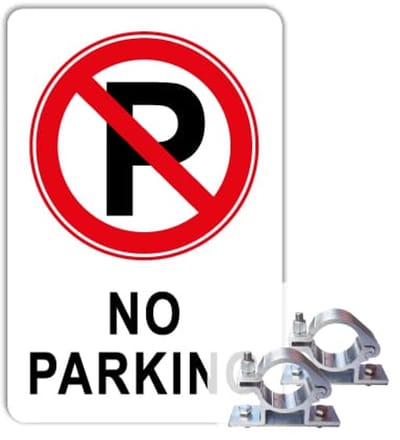 Bord No parking - Weerbestendig Aluminium - 40x60 cm - Bevestiging: Met paalbeugels Ø48mm