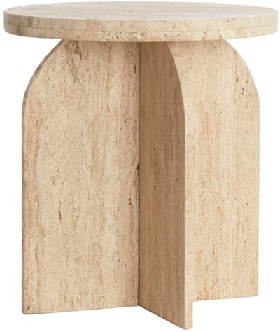 Light & Living Bijzettafel Otinia Travertin, 48cm hoog - Zand - Rond
