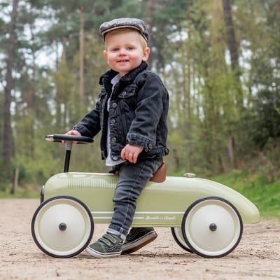 Bandits & Angels Metalen Loopauto Oldtimer Retro Groen vanaf 1 Jaar voor Jongens en Meisjes - Loop Auto voor Kinderen Retro Green - voor Binnen en Buiten