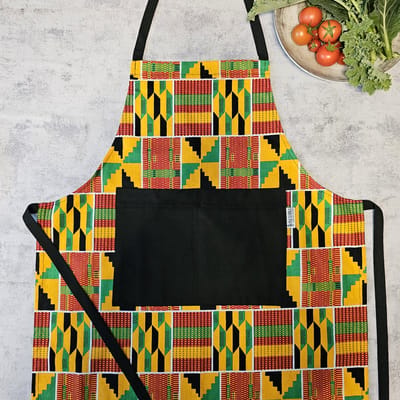 Mashona handgemaakte Afrikaanse print schort gemaakt van 100% Afrikaanse print Kente stof