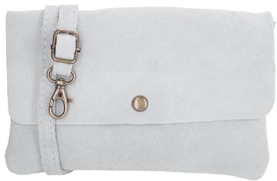 Charm London Mariëlle Schoudertas - Crossbody - Suede - Drie Vakken - Magneetsluiting - Verstelbare Band - Dames - Leren Dames Tas - Lichtblauw