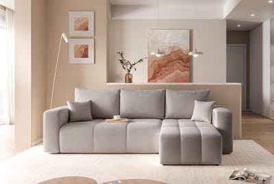 Hoekbank met slaapfunctie 248 x 145 cm - 3-zits Slaapbank met Bedlade, Opbergruimte, Omkeerbare Chaise Longue, Uitschuifbaar Logeerbed 200 x 125 cm -grijis- Vermissen