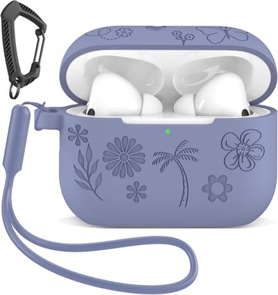 Siliconen Hoes voor AirPods Pro 3 - Schokbestendige Bloem Motief met Carabiner en Strap in Lavendel Paars