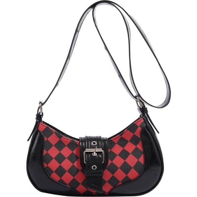 Sac selle à carreaux rétro splicing pour femme Sac d'aisselle tendance coréenne Sac Texture de haute qualité Sac à bandoulière unique gray