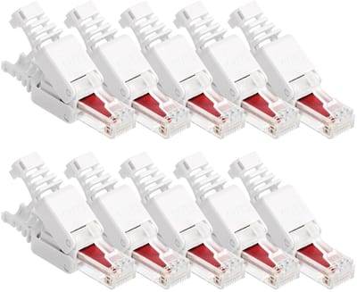 Waterdichte RJ45 Connectoren voor CAT6 Ethernet Kabels, 10 Stuks, Geschikt voor AWG24-26, Snelle 1GBit/s Verbinding