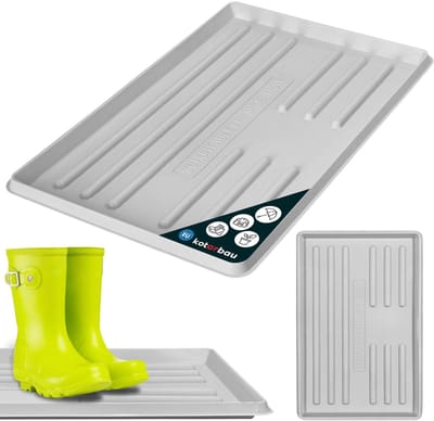 KOTARBAU® Schoenenlekbak, Lekbak Schoenen, Kunststof, 60 x 40 cm, Grijs, Schoenendruipbak, Schoenmat, Laarzen Afdruipmat, Lekbak voor Natte Schoenen, Schoenafdruipbak, Schoenenschaal