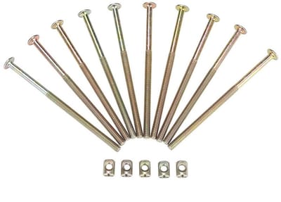 M6 Carbon Stalen Meubel Schroeven 10 Stuks, 120mm Lange Bouten met 6mm Barrel Nuts voor Houtverbindingen, Kasten en Planken