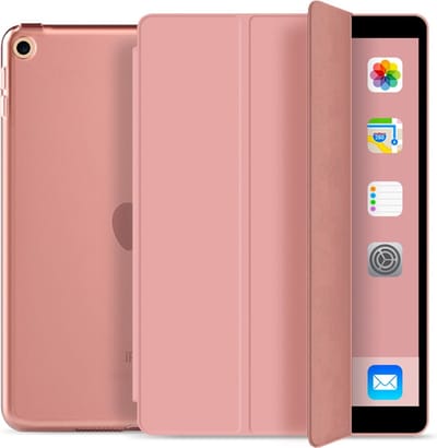 geschikt voor iPad 10.2 inch Folio Hoesje - 2021 - 2020- 2019 - Smart Cover - Hard Back Case - Multi Stand - Hoes voor 7e, 8e en 9e generatie roze