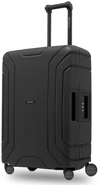 Redolz Essentials 15 4-wiel trolley 65 cm met driepuntsbevestiging - Harde bagage - TSA slot - deep black