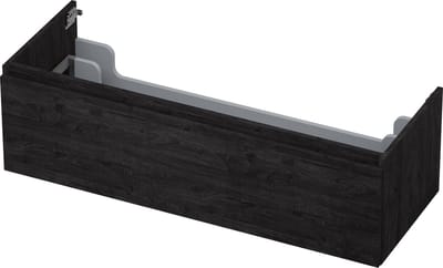 INK® wastafelonderkast 1 lade greeploos met houten keerlijst 120x45x35cm, houtskool eiken