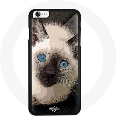 Coque - MANIACASE - iPhone 4 - Souple - Noir - Chat Siamois Yeux Bleus