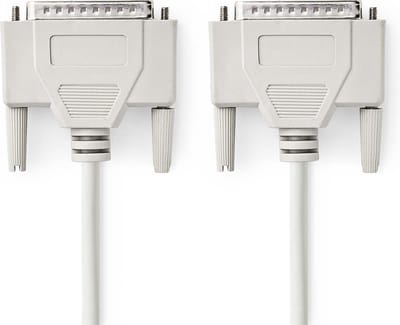 Nedis Seriële Kabel - D-SUB 25-Pins Male - D-SUB 25-Pins Male - Vernikkeld - 3.00 m - Rond - PVC - Ivoor - Polybag