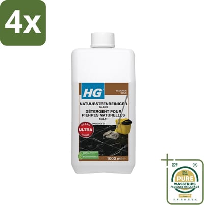 HG Natuursteenreiniger Glans 1 liter - Voordeelverpakking - 4 stuks - Kalkhoudende natuursteen - Vloerreiniger