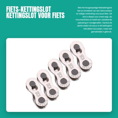 Dailygoods- Fiets-Kettingslot Hoge Treksterkte - 5 Paar - Gladde Rand - Hoogwaardig Staal - Duurzaam - Voor Weg- en Mountainbikes - Fietsketting