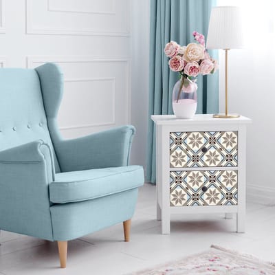 Decoratieve meubelstickers - 24 authentieke KINIA cementtegel meubelstickers - 24 stickers 10x10cm