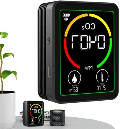 Luchtkwaliteit Monitor - Digitale Sensor - Binnenklimaat Meten - Zelfkalibrerende Technologie - 9x7x3.5 cm - Wit