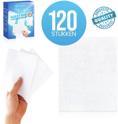 DecoVeen® Wasstrips 120 Wasbeurten Linen Geur – Wasmiddeldoekjes - Wasvellen Wasmiddel Detergent Sheets - Wasmiddelstrips