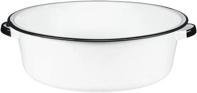 15 qt Graniet Ware Schotelpan met Handvatten - Wit